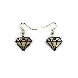 Boucles d'oreilles en forme de diamants graphiques irisés et noirs