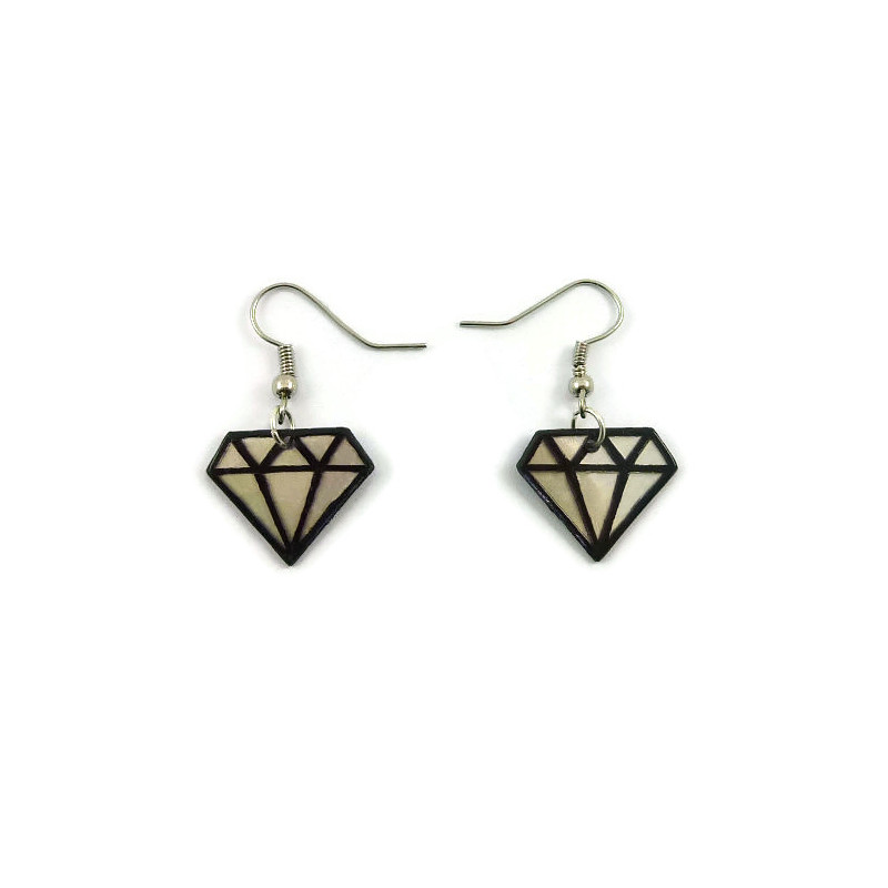 Iridescent and black graphic diamonds earrings