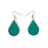 Turquoise blue teardrops dangle earrings with aqua green doodles