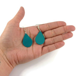 Turquoise blue teardrops dangle earrings with aqua green doodles