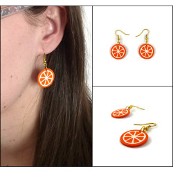 Boucles d'oreilles pendantes en forme de rondelles d'orange