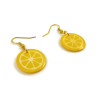 Boucles d'oreilles pendantes en forme de rondelles de citron jaune