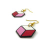 Candy pink, fushia pink and white hexagon dangle earrings
