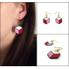 Candy pink, fushia pink and white hexagon dangle earrings