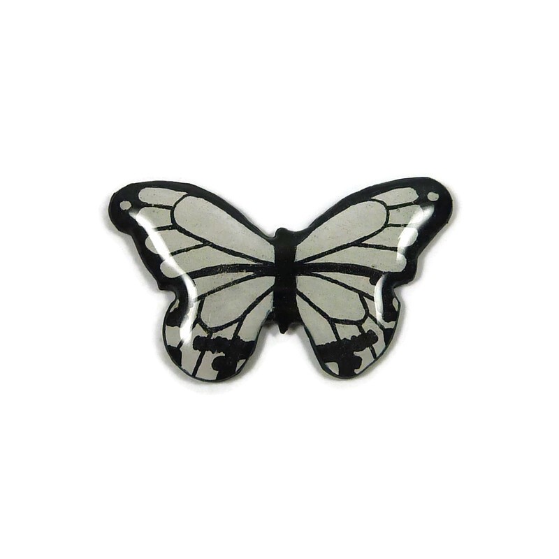 Magnet en forme de papillon "Papilio Dardanus" noir et blanc
