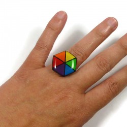Rainbow hexagon ring