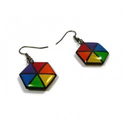 Rainbow hexagons dangle earrings