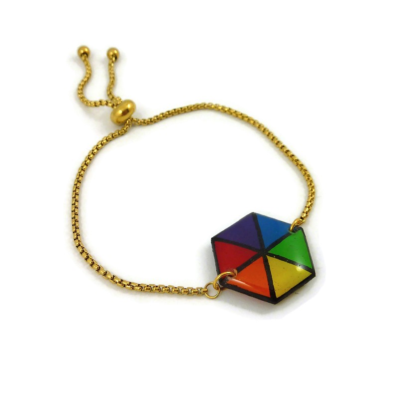 Bracelet Réglable Multi Arc-en-ciel Jewellerybox - Argent Sterling Plaqué Or - Neuf Avec étiquettes