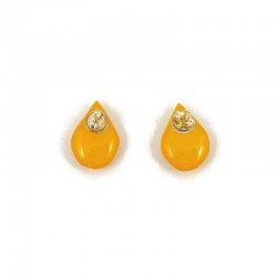 Yellow droplets ear chips with light yellow doodles