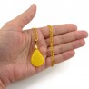 Yellow teardrop necklace with pastel yellow doodles