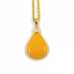 Collier avec pendentif en forme de goutte jaune aux volutes jaunes pastels