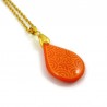 Orange teardrop necklace with pastel orange doodles