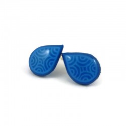 Puces d'oreilles en forme de gouttelettes bleues ciel aux volutes bleues claires