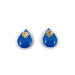 Azure blue droplets ear chips with light blue doodles