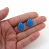 Azure blue droplets ear chips with light blue doodles