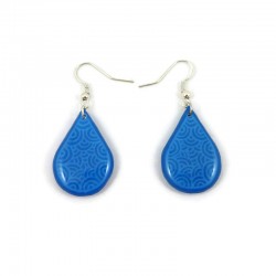 Boucles d'oreilles pendantes en forme de gouttes bleues ciel aux volutes bleues claires