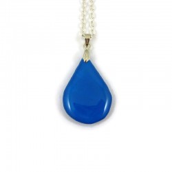 Sky blue teardrop necklace with pastel blue doodles
