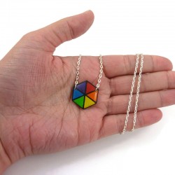 Rainbow hexagon necklace