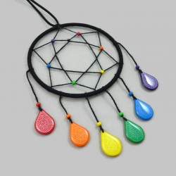 Small black dreamcatcher with droplets in the colors of the LGBT / gay pride
