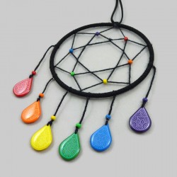 Small black dreamcatcher with droplets in the colors of the LGBT / gay pride