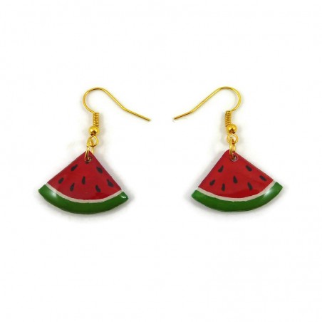 Boucles d'oreilles en forme de tranches de pastèque triangulaires