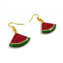 Boucles d'oreilles en forme de tranches de pastèque triangulaires