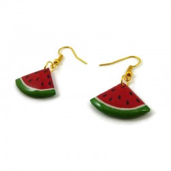 Boucles d'oreilles en forme de tranches de pastèque triangulaires