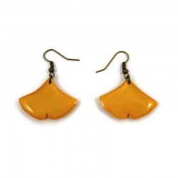 Yellow ginkgo leaves dangle earrings