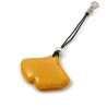 Yellow ginkgo leaf bag charm made with hand-painted recycled CD by Savousépate