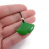 Green ginkgo leaf bag charm made with hand-painted recycled CD by Savousépate