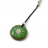 Green kiwi slice bag charm made with hand-painted recycled CD by Savousépate