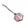 Transgender colors hexagon bag charm made with hand-painted recycled CD by Savousépate