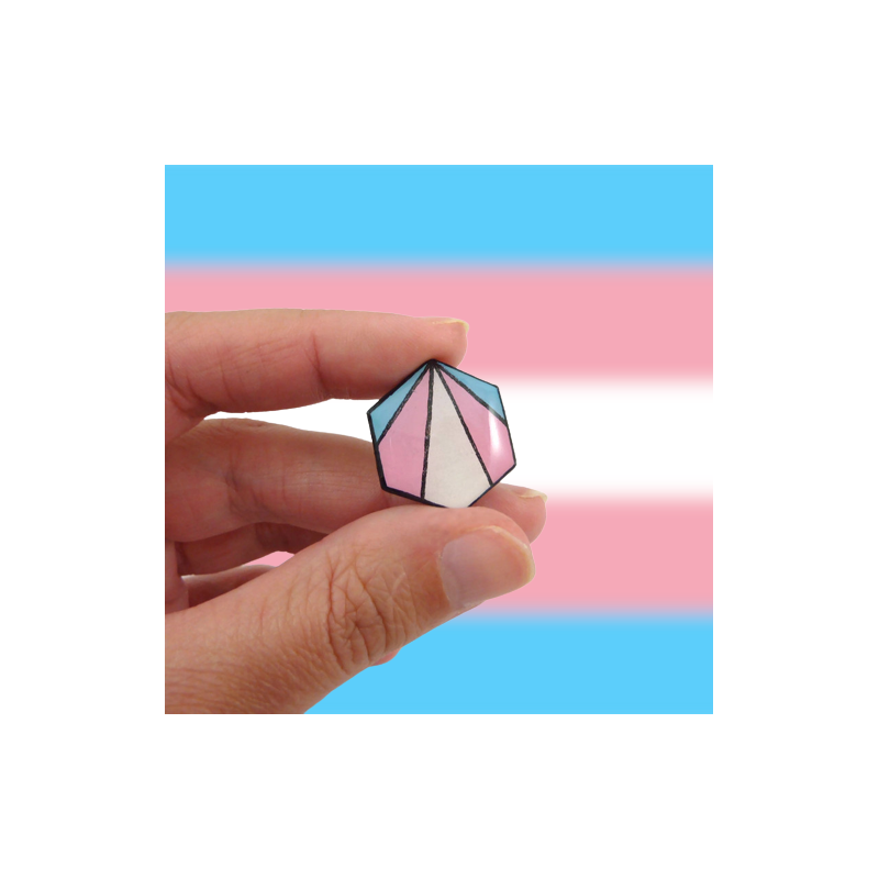 Transgender flag hexagon pin badge