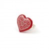 Red heart with white doodles ring
