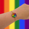 Bracelet réglable hexagonal aux couleurs de l'arc-en-ciel (rouge, orange, jaune, vert, bleu et violet)