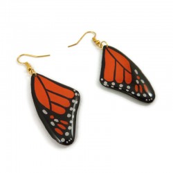 Orange and black Monarch butterfly wings earrings
