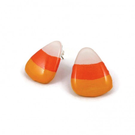Clous d'oreilles en forme de bonbons "candy corns" pour Halloween