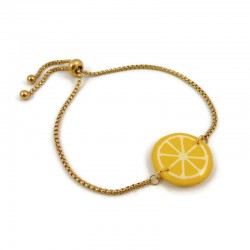 Bracelet réglable en forme de rondelle de citron jaune