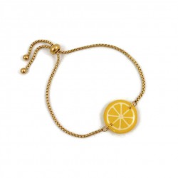 Yellow lemon slice adjustable bracelet
