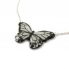 Small black and white "Papilio Dardanus" butterfly necklace