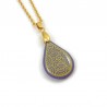Purple teardrop necklace with yellow doodles