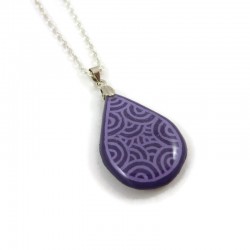 Purple teardrop necklace with lilac doodles
