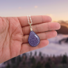 Purple teardrop necklace with lilac doodles