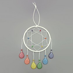 Small white dreamcatcher with droplets in the colors of the LGBT / gay pride