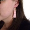 Boucles d'oreilles pendantes en forme de trapèzes personnalisables (couleurs au choix),  avec vagues et soleil stylisés
