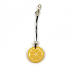 Yellow lemon slice charm made with hand-painted recycled CD by Savousépate