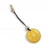 Yellow lemon slice charm made with hand-painted recycled CD by Savousépate
