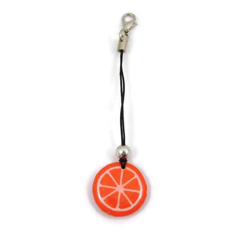 Orange slice charm made with hand-painted recycled CD by Savousépate