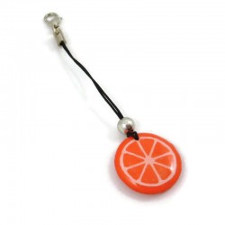 Charm en forme de rondelle d'orange, réalisé en CD recyclé peint à la main par Savousépate