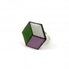 Bague hexagonale éco-responsable aux couleurs de la fierté genderqueer (violet, blanc et vert)